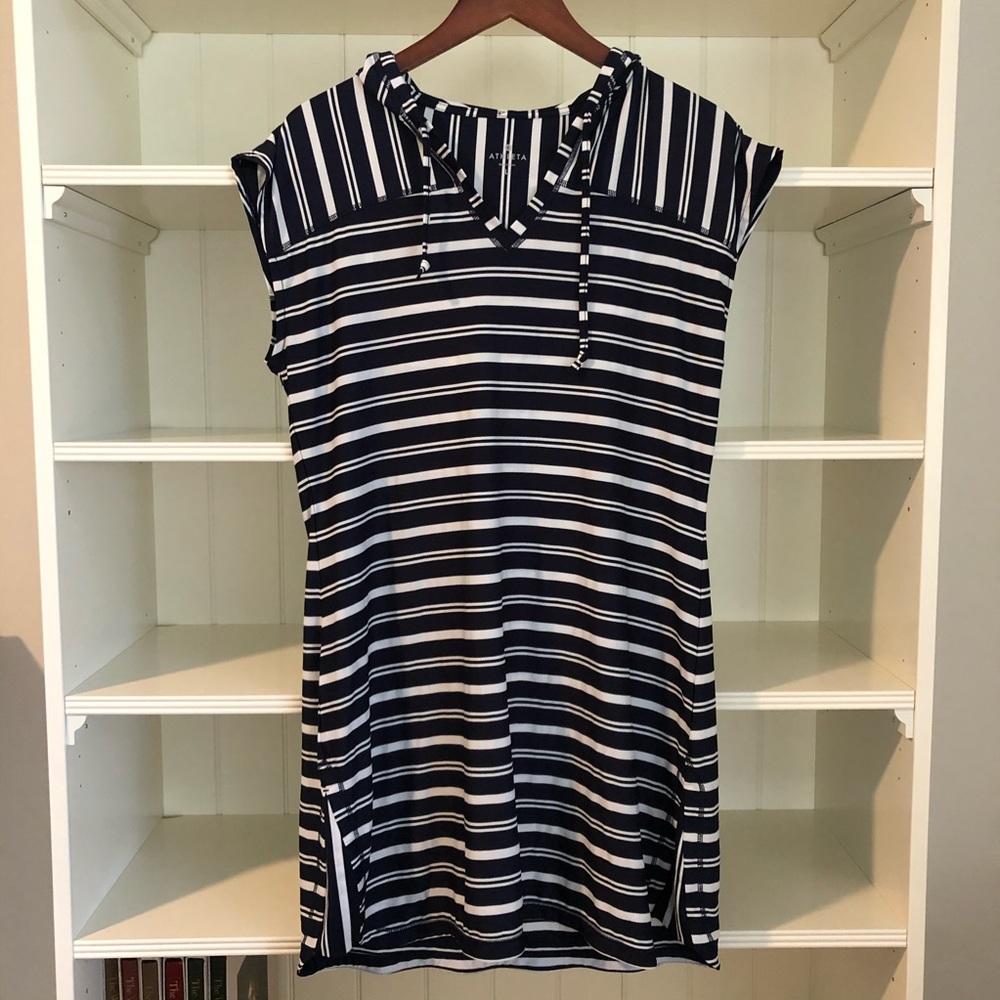 Athleta Navy Striped Hoodie